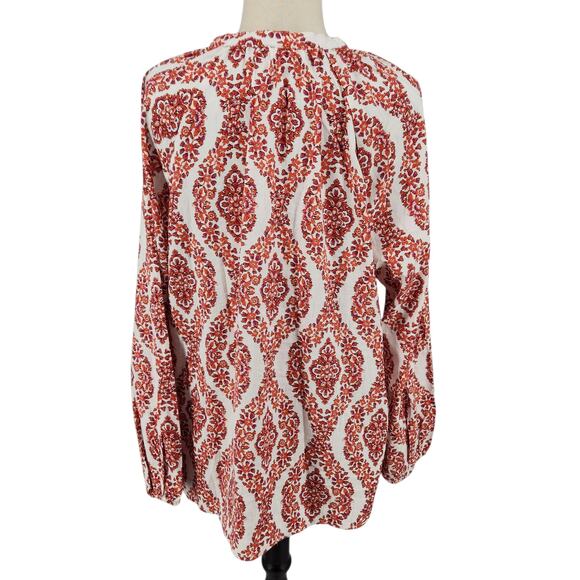 Belle by Kim Gravel Printed Tunic Top Metallic Gold Thread – Size Large - Picture 5 of 8